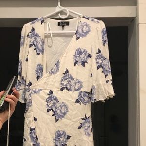Lulus white and blue floral mini dress